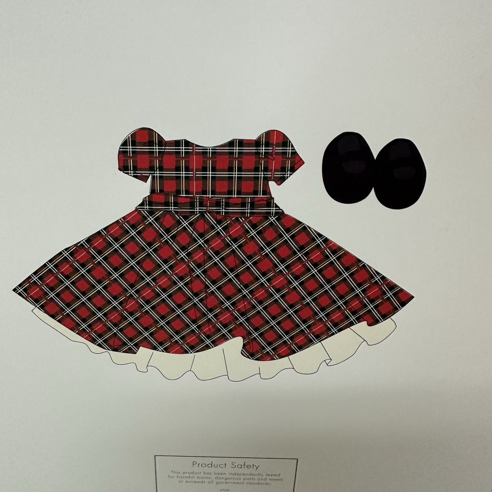 Pottery Barn Kids Doll Holiday Outfit Red Tartan Plaid Dress & Shoes NEW - Picture 7 of 9